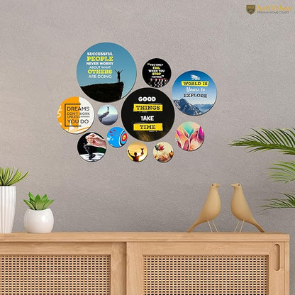 Artvibes Decorative Wooden Wall Hanging Decoration Item for Home | Wall Artworks Items | Quotes Decor Item | Pack of 11 Pieces