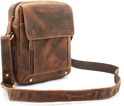 Goatter Genuine Leather 9.5" Inch Sling Messenger Bag For Men