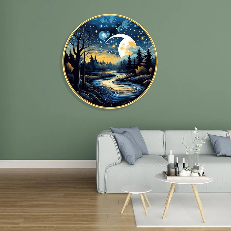 Livin'luxe Paintings Nature Scenery Abstract Modern Art Premium Sparkle Lamination Golden GR-21