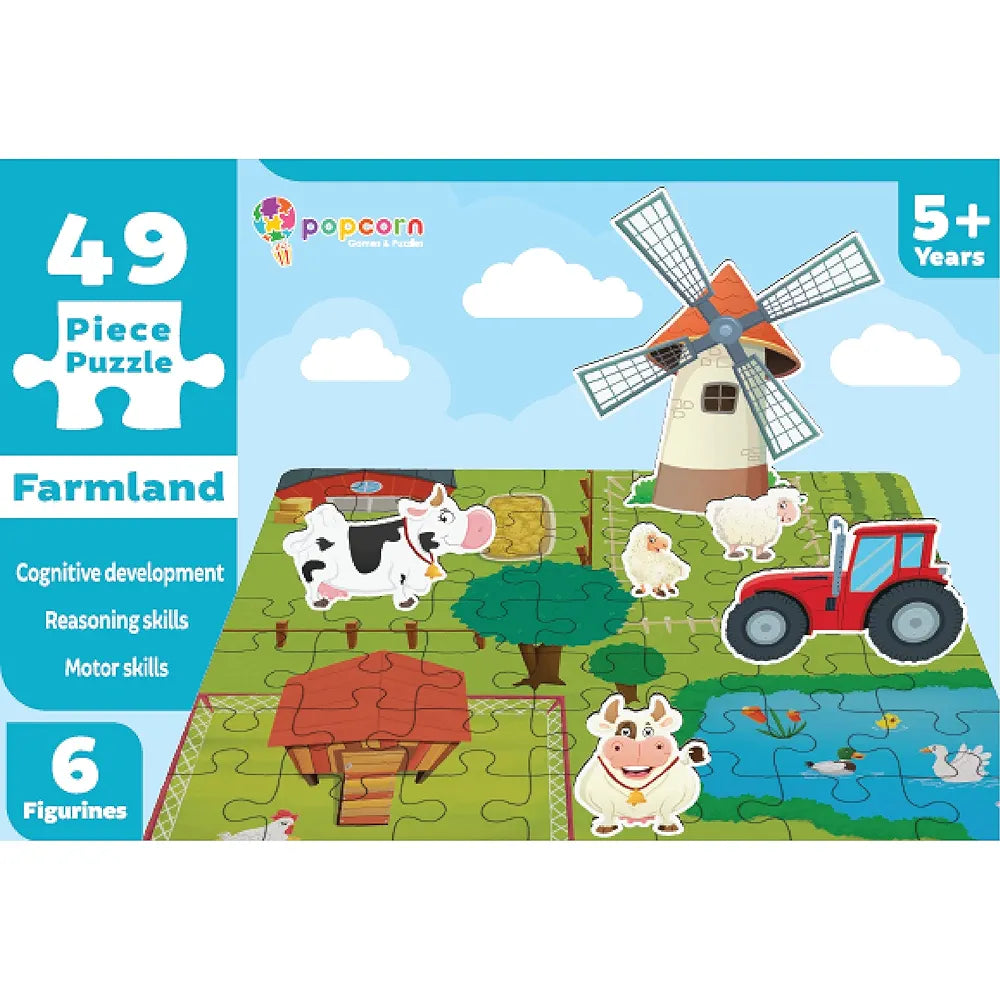 Popcorn Games & Puzzles Farmland 49 Piece Puzzle Kids Jigsaw Game Puzzle - Science Educational Toys for Kids Children 5+ Years