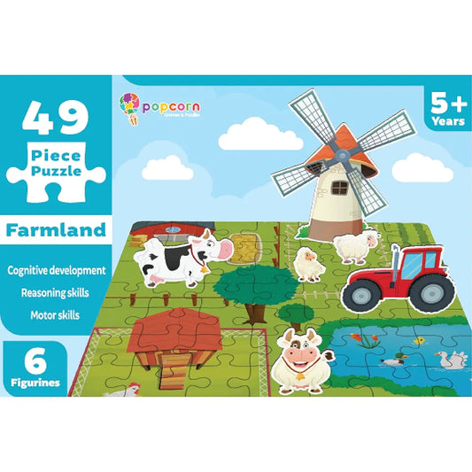 Popcorn Games & Puzzles Farmland 49 Piece Puzzle Kids Jigsaw Game Puzzle - Science Educational Toys for Kids Children 5+ Years