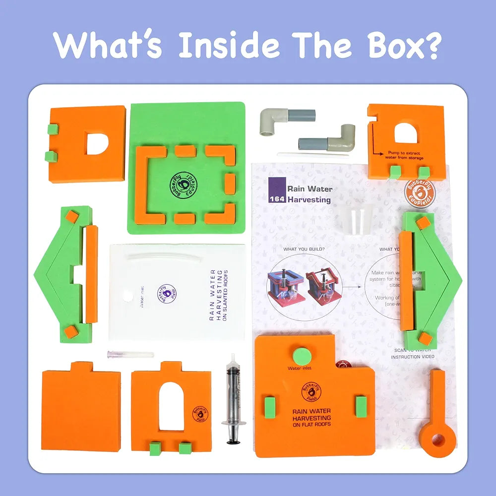 Butterfly EduFields Rainwater Harvesting Science Experiment Kit For Kids 10 Years+ | Roof Drain & Mini Water Pump School Science Exhibition Project Kit | Learning & Educational Diy Stem Toy