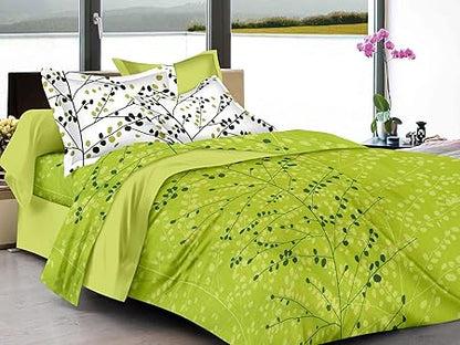 Huesland by Ahmedabad Cotton 144 TC Cotton King Size Bedsheet with 2 Pillow Covers - Green(9ft x 9ft)