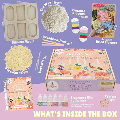 Kalakaram Aroma Wax Tablet Making Diy Kit | Botanical and Floral Fragrances Wax Tablet Making Kit for Room Fragrances