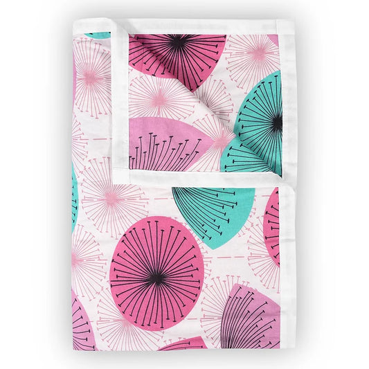Divine Casa Glace Cotton 120 GSM Reversible Lightweight Printed Double Bed AC Dohar Winter Blanket Quilt Colour Pink and Turquoise TC - 120