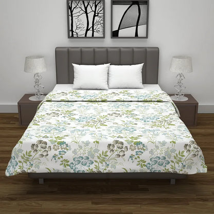 Divine Casa Floret 100% Cotton Double Dohar 120 GSM Soft & Lightweight Throw Blanket Colour Floral Breeze
