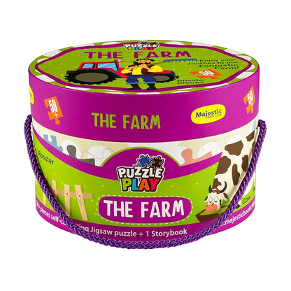 The Book Tree Farm Puzzle Box for Kids I 50+ Jigsaw Puzzle Pieces & 1 Storybook I Educational Toy for Children Age 3+ I Fun with Farm Animals I for Children by Majestic Book Club