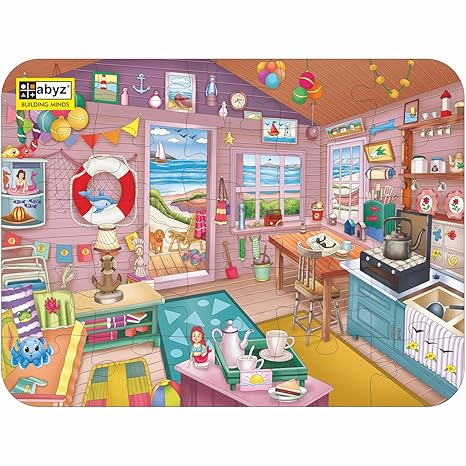 ABYZ Wooden Jigsaw Puzzles for Kids The Beach House Jigsaw Puzzle for Kids of Age 4-6 Years 25 Pcs Puzzle