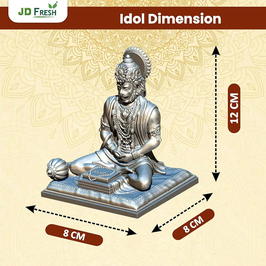 Jd Fresh 4.5 Inch Bajrangbali Statue with Gada - silver