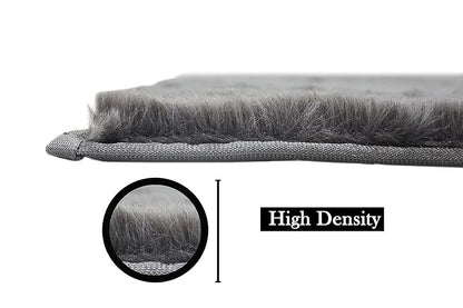 Luxe Home International Ruffle Bath Mat Rabbit Fur 1000 GSM Bathroom Door Rectangular Foot Mats Rug 60X90 Cm Colour Grey