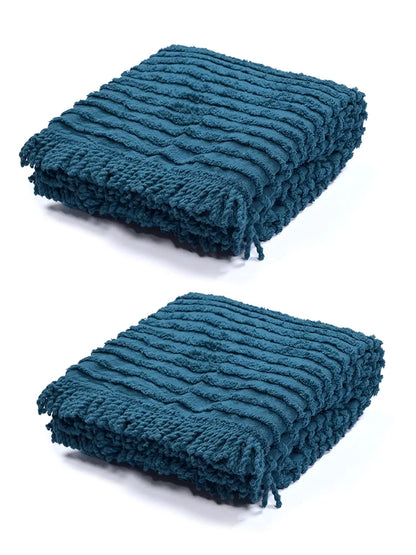 Saral Home Barkha Stripe Cotton 2 Seater Sofa Throw Colour Blue