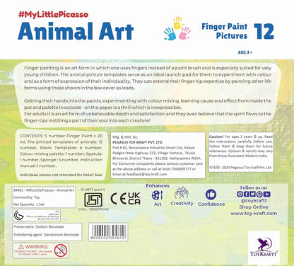 TOYKRAFTT Child Safe Finger Painting Kit to Paint Animal Pictures, Gift for Boys and Girls, Non Toxic Child Safe Colours, Painting book for kids 3-5 Year Old
