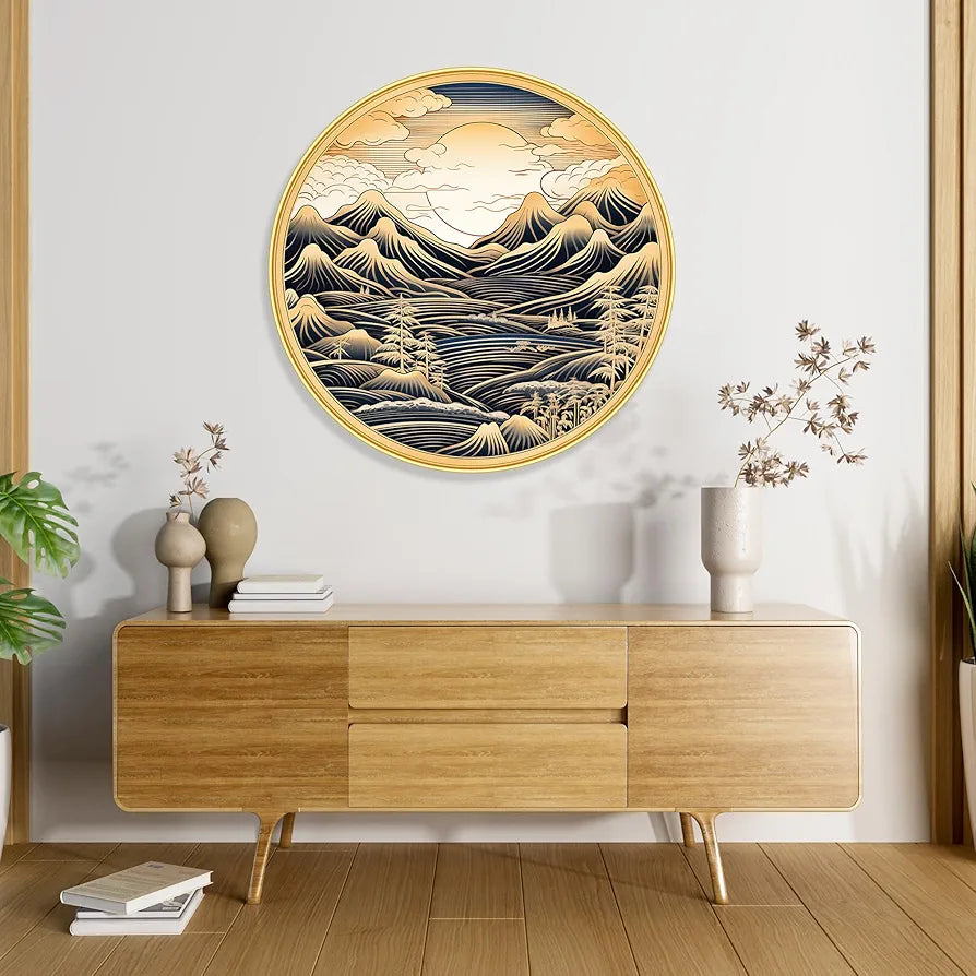 Livin'luxe Paintings Nature Scenery Abstract Modern Art Premium Sparkle Lamination Golden GR-22