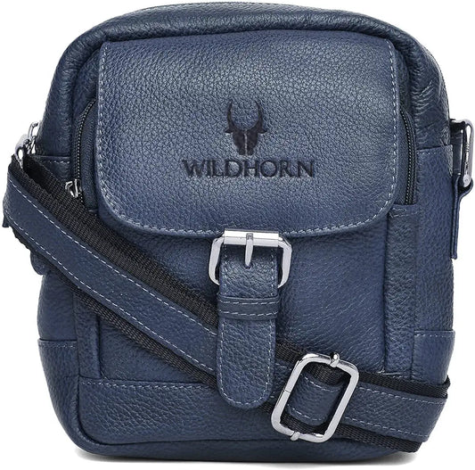 WildHorn Leather Sling Messenger Bag for Men I Multipurpose Crossbody Bag I Travel Bag with Adjustable Strap I Utility Bag I Dimension : L-6 inch W-2.7 inch H-8.5 inch