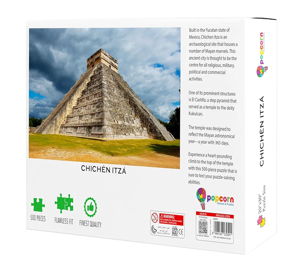 Popcorn Puzzle for Kids Chichen Itza 500 Piece Jigsaw Puzzles Game for 7+ Years Old Childrens and Adults | Indoor Brain Booster Games and Gifts for boy and Girl