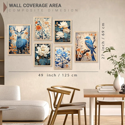 Kotart Madhubani Paintings Modern Art Wall Decor Framed Paintings Set of 6 Multicolor H