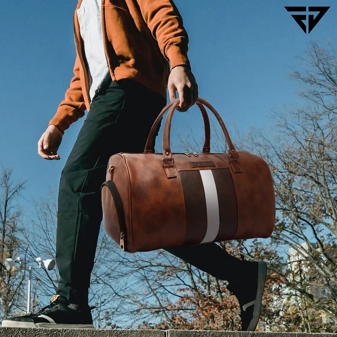 Fur Jaden Weekender Travel Duffle Bag with Separate Shoe/Laundry Compartment for Men & Women Made of Vegan Leather