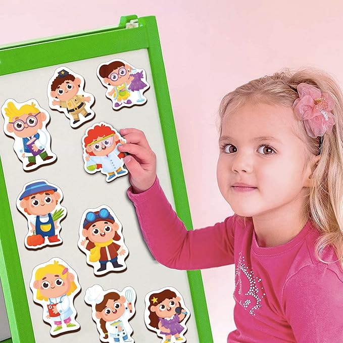 Mini Leaves Professions Outfit Wooden Fridge Magnets Magnetic Cut Outs Multicolor | Set of 10