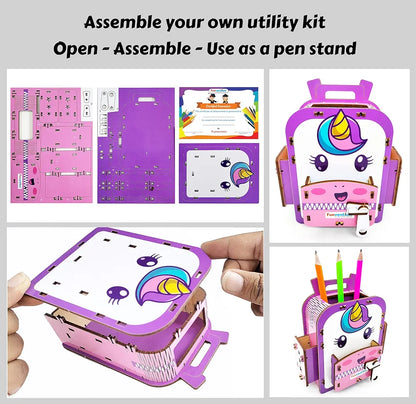 Funvention Unicorn DIY Pen Stand 3d Puzzle Model Desk Organizer for 4+ years Kids Art and Craft