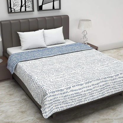 Divine Casa 120 GSM Microfiber Double Dohar Soft & Lightweight Throw Blanket Rain Dash Pattern Colour Rainy Blue
