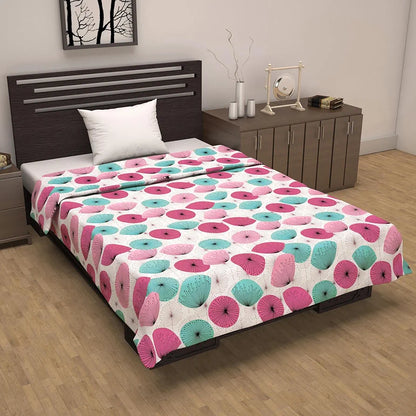 Divine Casa 100% Cotton Single Bed Dohar Lightweight & Soft AC Blanket Reversible Summer Quilt Colour Rose Pink