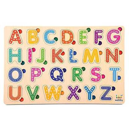 Webby Wooden Alphabets Montessori Educational Pre-School Puzzle Toy for 2+ Years Kid