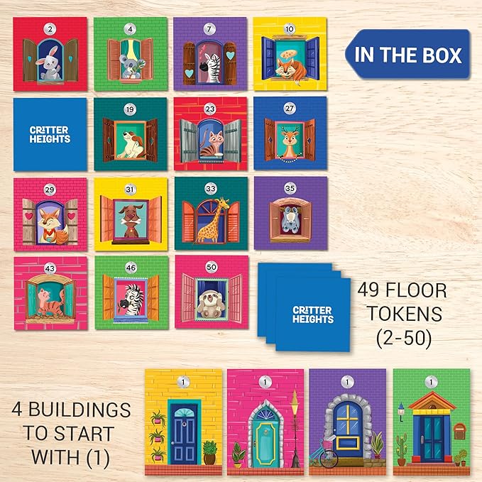 Chalk and Chuckles Critter Heights Board Game, Age 4-8 Years | Memory & Strategy Brain Games for Kids | Educational Toy