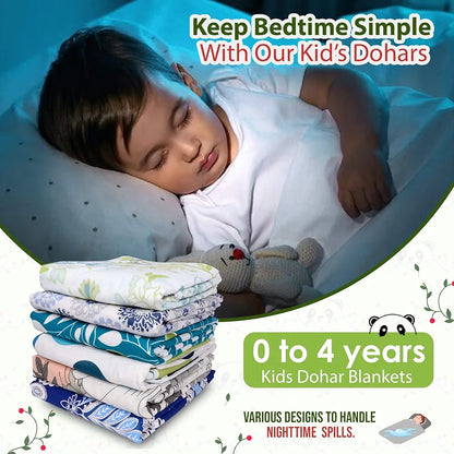 Divine Casa Pure Cotton Printed Single Dohar for Newborn Baby 120 GSM Soft & Lightweight Throw Blanket Colour Ice Green
