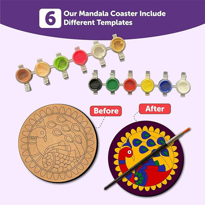Mini Leaves Wooden Mandala Artistic Painting Kit Tea Coasters Art and Craft Kit for Girls Boys 9-12 Years Coaster DIY Kit Set