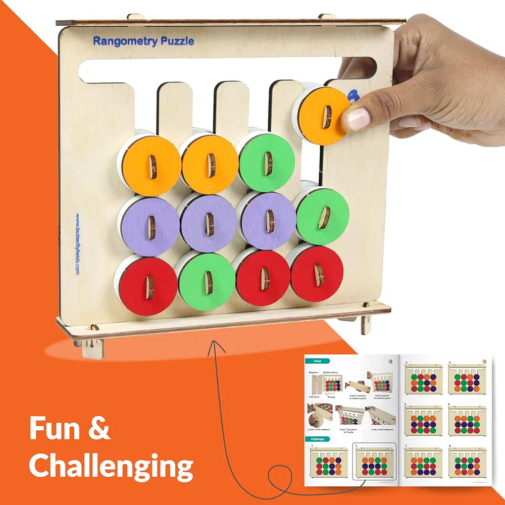 Butterfly EduFields Wooden Montessori Slide Puzzle I Color & Pattern Matching Learning Toys for Kids 4-8 Years Boys Girls | 30+ Patterns | Preschool Educational Activity Toy for 4,5,6,7,8