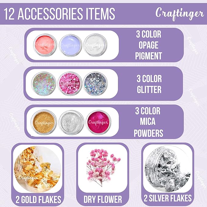 Craftinger Resin Art Photoframe Kit With 300gm Resin & Wooden Stand Acrelic Sticker of Happy Birthday and Happy Anniversary