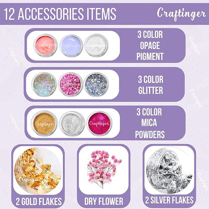 Craftinger Resin Art Photoframe Kit With 300gm Resin & Wooden Stand Acrelic Sticker of Happy Birthday and Happy Anniversary