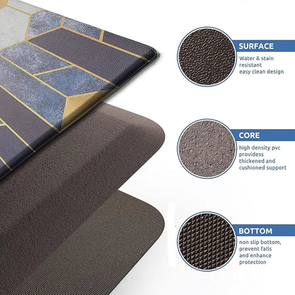 Luxe Home Columbo Anti-Fatigue Kitchen Mat Non-Slip Cushioned Comfort Mat Geometric Mosaic Pattern Standing Desk Mat Colour Cules