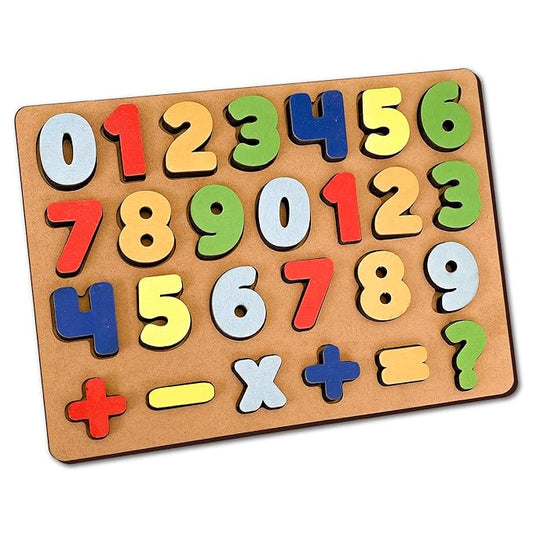 Mini Leaves Wooden Chunky Number Math Puzzle | Wooden Number Shape Counting Learning Puzzles for Toddlers