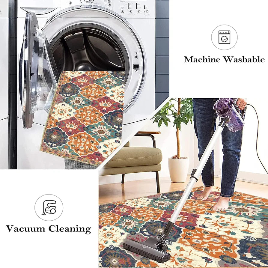 Ishro Home Velvet Premium Modern Runner Rug For Bedroom, Kitchen Colour Blue