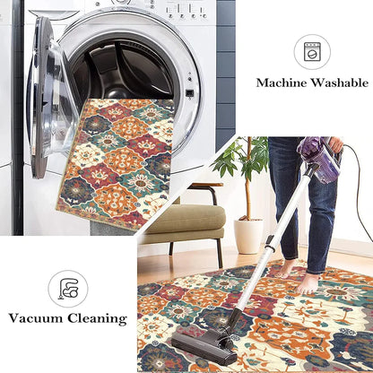 Ishro Home Velvet Premium Modern Runner Rug For Bedroom, Kitchen Colour Blue