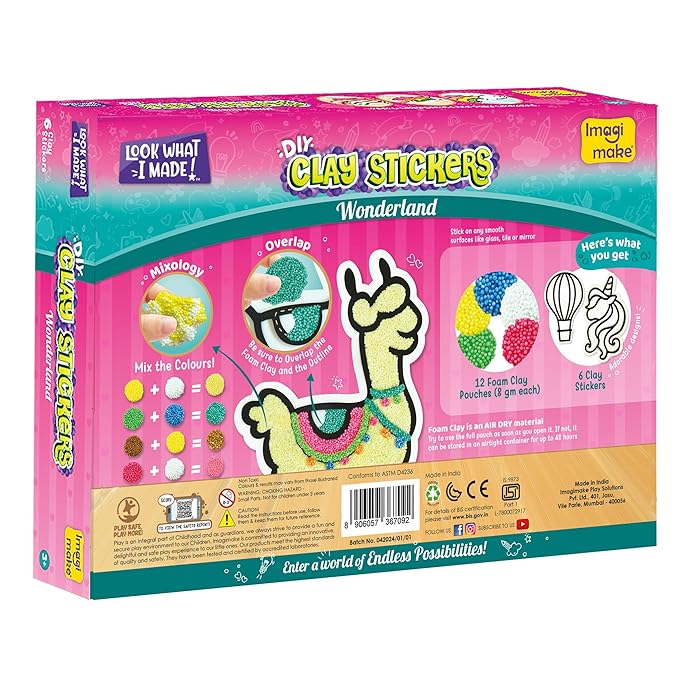 Imagimake Clay Stickers Wonderland Create 6 Unique DIY Stickers Using Air Dry Clay