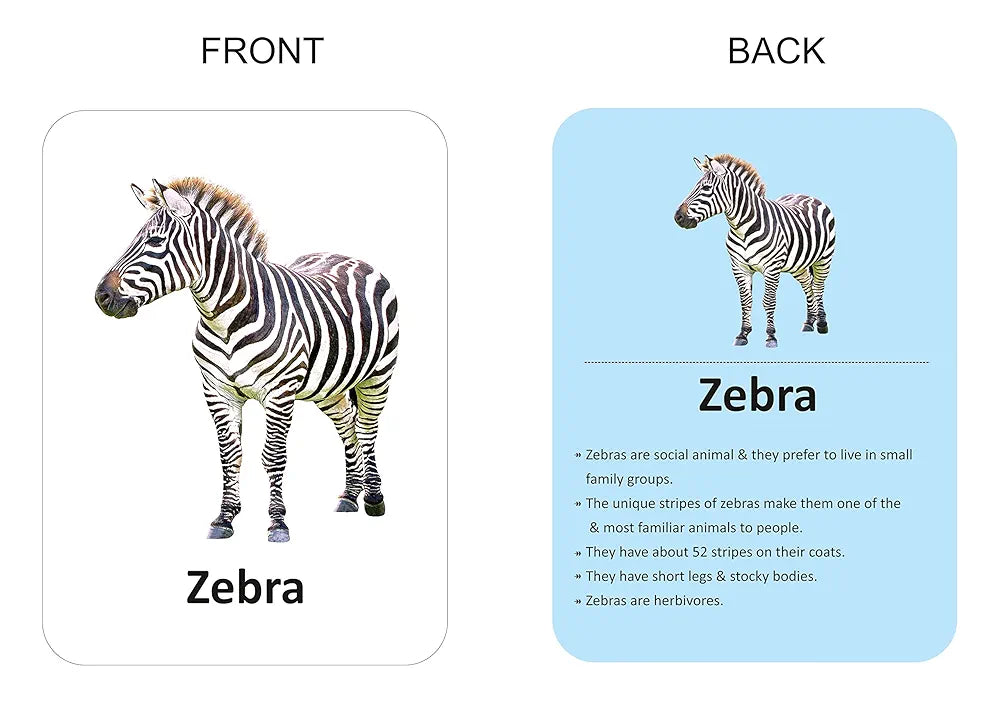 Gurukanth® Premium Animals Flash Cards for Kids Early Learning | Easy & Fun Way of Learning 1 Year to 6 Years Babies Smart Toys