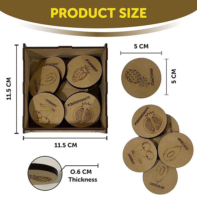 Mini Leaves Fun Fruits Wooden Memory Card Game for Kids | Fun Fruits Puzzle Set | Pattern, Color Matching Toy