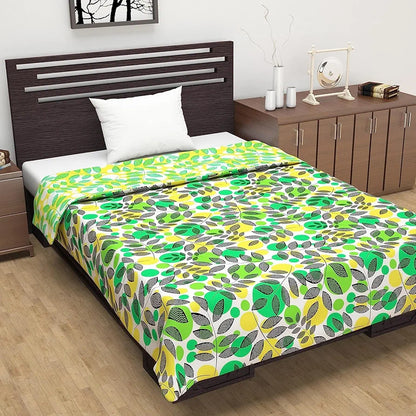 Divine Casa 120 GSM Microfiber Reversible Lightweight Printed Single Bed AC Dohar Blanket Colour Blush Green