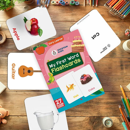 SPARTAN KIDS My First Word Flash Cards for Kids | 27 Early Learning Flash Cards Easy & Fun Way of Learning 1 Year to 6 Years Babies, for Language_Skills