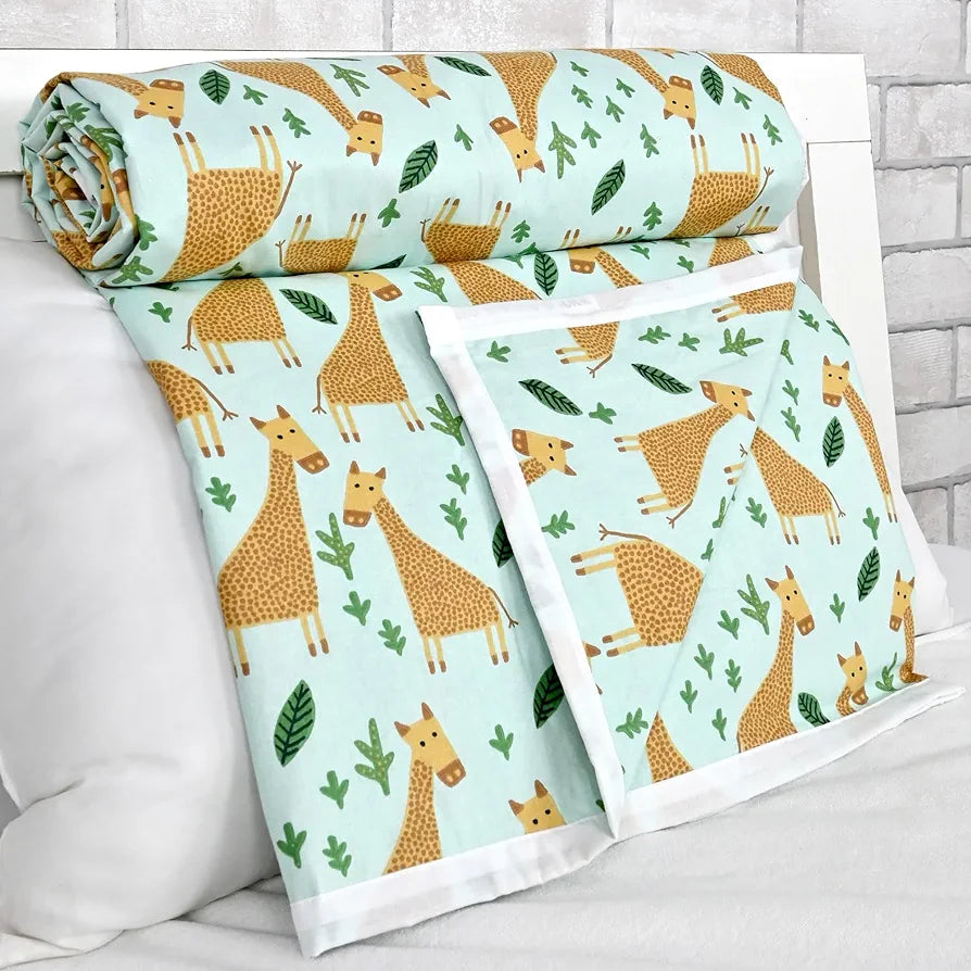 Divine Casa Pure Cotton Printed Single Dohar 120 GSM Soft & Lightweight Throw Blanket Colour Water Blue