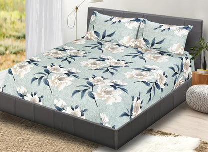 Fresh From Loom Elastic Fitted Floral Bed Sheets Cotton Fitted Bedsheet King Size Bed With Two Pillow Cover 144 TC