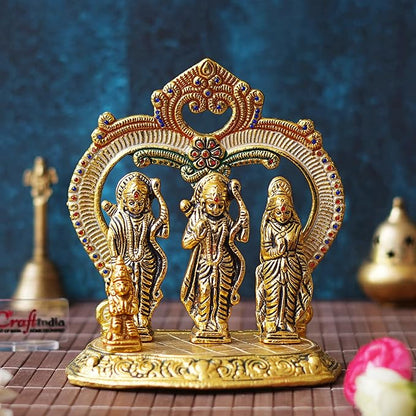 Ecraftindia Ram Darbar Murti, Lord Rama, Sita, Laxman, Hanuman Idol, God Statue for Home, Office, Temple