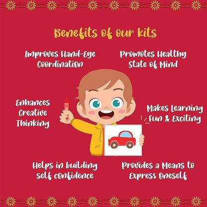 Kalakaram Paint Your Own Ethnic Art Coasters Diy Kit With Design Paint | Painting Set | Kit for Kids