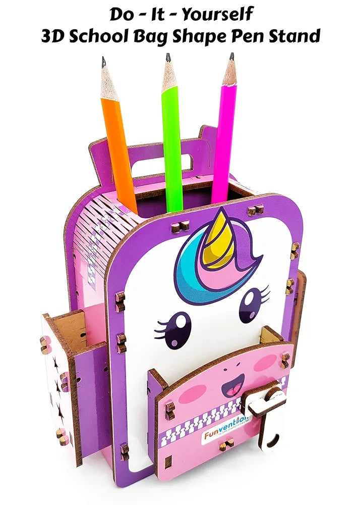 Funvention Unicorn DIY Pen Stand 3d Puzzle Model Desk Organizer for 4+ years Kids Art and Craft
