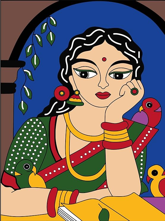 Hobby India Self Paintingv Beautiful Art Canvas - Madhubani Art | Pre-designed Canvas Board