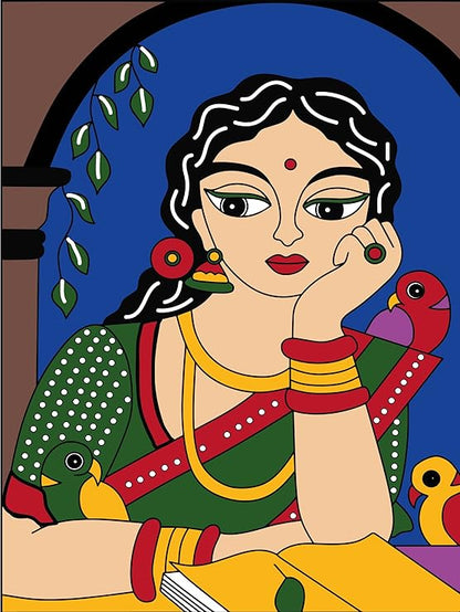 Hobby India Self Paintingv Beautiful Art Canvas - Madhubani Art | Pre-designed Canvas Board