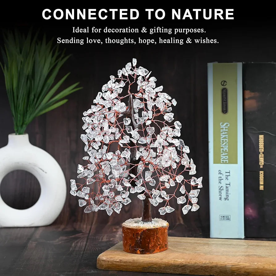 Bezavo Clear Quartz Crystal Healing Tree Copper Wire