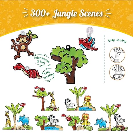 Imagimake Window Art Jungle Glass Painting Kit|Sun Catcher Art And Craft Kit Toys